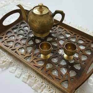 BANDEJA IMPRESA DE MADERA DE LA MEJOR CALIDAD TALLADA Forma cuadrada disponible y artesanía de la India mejor muestra Venta caliente - Product Image 3