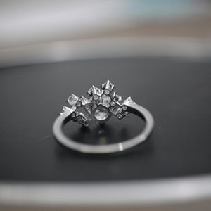 Round Cut Diamond 4 Prong <b>Set</b> Cluster Engagement <b>Ring</b> For <b>Women</b> - Product Image 3