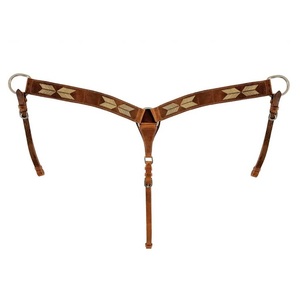 Juego de Cabezada y Pechera de Cuero Marrón Premium Estilo Western, Diseño de Cruz Rosa Grabado a Mano, Venta al por Mayor de Fabricantes - Product Image 3