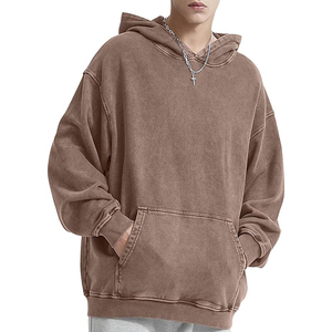 Sweat à capuche surdimensionné pour hommes pull-over Vintage sweat-shirt lavage à l'acide poids lourd peluche coton Baggy haut de rue athlétique - Product Image 6