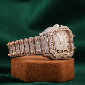 Reloj de Lujo con Moissanita, Cuadrado, Acero Inoxidable, Esfera Romana Completamente Adornada, Automático, Unisex, Proveedor Mayorista - Product Image 2