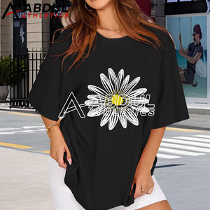 Camiseta Holgada de Gran Tamaño para Mujer, Camiseta Informal de Algodón Cómoda, Ropa de Calle de Moda, Camiseta Holgada de Gran Tamaño para Mujer - Product Image 6