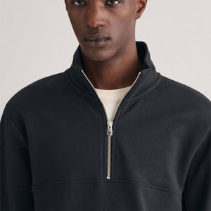 Sudadera con cremallera de cuarto para hombre, jersey de manga larga, cuello superior de lana sólida, ropa de calle informal, cómoda y ligera - Product Image 4