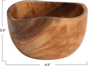 Ensemble de bols à salade en bois d'acacia à bordure naturelle, bols à fruits, décoration d'intérieur, cadeau de pendaison de crémaillère, taille personnalisée, couleur bois naturel - Product Image 3