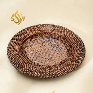 Cargador de ratán de alta calidad, plato de ratán hecho a mano, mesa de fiesta de boda, cargador de comida decorativo y debajo del plato en La India - Product Image 2