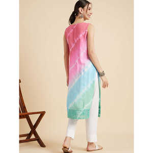 Kurta Recta Rosa con Estampado Tie-Dye, Blusa Modesta - Product Image 6