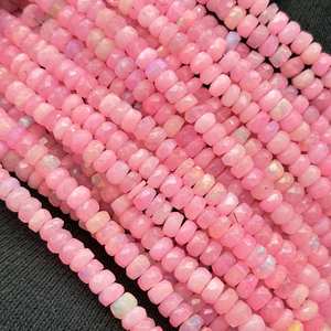 Perles d'opale éthiopienne rose naturel | Opales Rondelle à facettes multi-feu | Fil d'opale Welo 4-5mm pour la fabrication de bijoux - Product Image 6