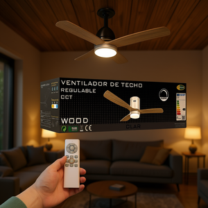 Ventilador de Techo LED con CCT Ajustable de 132 cm, en Madera, con una Experiencia de Iluminación Confortable - Product Image 3