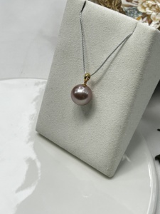 Pendentif en or 18 carats avec perle d'eau douce de 14-15 mm, grand collier avec pendentif en perle ronde, bijoux fins pour femmes - Product Image 2