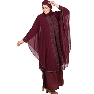 Abaya personnalisé haute qualité vente en gros 2023 nouvelle couleur Pure Abaya femmes islamique personnalisé ODM rouge maxi volants avant fermé volanté - Product Image 2