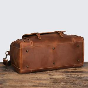 Vente en gros de bagages de sport de voyage en cuir véritable sac polochon unisexe multifonctionnel avec fermeture éclair sacs polochon en cuir - Product Image 4