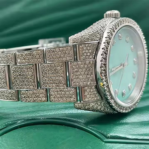 Reloj de pulsera original de Hip Hop totalmente helado Moissanite diamante VVS claridad movimiento de cuarzo de lujo MEJORA DE ACERO INOXIDABLE - Product Image 6