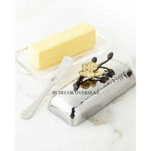 Diseño de mariposa Aspecto atractivo Tapa superior Chapado en oro de alta calidad Plato de mantequilla de metal de calidad lujosa Utensilios de cocina para el hogar y el hotel - Product Image 4