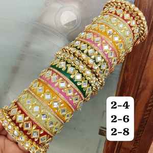 Combo de brazaletes Kundan de calidad premium para mujer, perfecto para bodas, ocasiones festivas, brazaletes tradicionales indios coloridos - Product Image 2