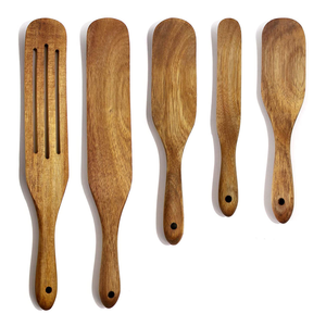 Ensemble de 5 spatules à fentes, best-seller, cuillères en bois, ustensiles de cuisine, ensemble de cuillères à retourner et à servir à bas prix - Product Image 5