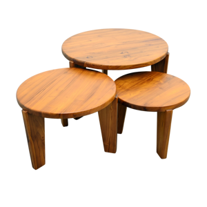 거실을위한 큰 크기와 인도네시아에서 세 다리 중첩 티크 나무 커피 테이블 - Product Image 1