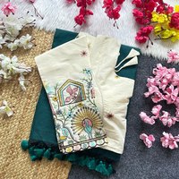 Tenue traditionnelle indienne, sari en coton khadi avec broderie, chemisier pour femme, fabricant de Surat au prix le plus bas