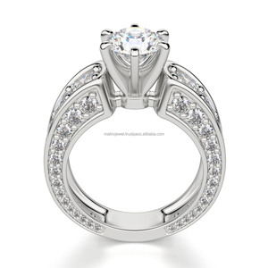 Glamorous Womens Solitaire Anillo de diseño increíble con moissanita Anillo de dedo de diamante de corte ovalado blanco - Product Image 3