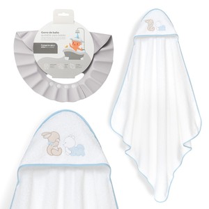 Blu 1X1 MT. Set di Asciugamani da Bagno Mod Oso Tumbado Conejito con Cappello per il Bagnetto del Bambino - Product Image 1