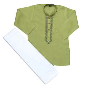 Traje Kurta Shalwar Bordado para Niños - Verde - Product Image 4