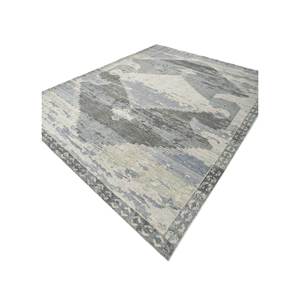 พรมขนแกะสีฟ้าทำมือ รุ่น AKWL-1875(CS-02) ลายเหรียญรางวัลแบบนามธรรม สำหรับบ้าน โถงทางเดิน ห้องนั่งเล่น พรมใหม่ รุ่น AKWL-1875(CS-02) - Product Image 2