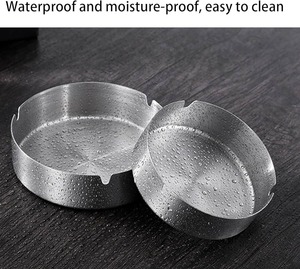 Classic <b>Portable</b> Round Stainless Steel <b>Ashtray</b> Metal <b>Ashtray</b> Windproof Cigarette Ash Holder For Home & Outdoor Use - Product Image 4