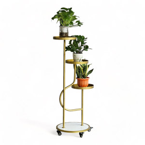 Sturdy Iron Plant <b>Stand</b> with Stone Base 48x39x109cm for Indoor Decor and Flower <b>Pots</b> Living Room Use - Product Image 1