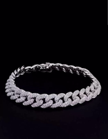 Bracelet chaîne cubaine pour homme en or 14K Lab Grown Diamond Round Hip-Hop