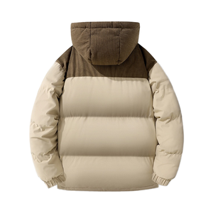 เสื้อแจ็คเก็ตพัฟเฟอร์แบบมีฮู้ด OEM 2026 สำหรับทุกเพศทุกวัย  ผ้าฝ้ายบุหนา ระบายอากาศได้ดี กันลม ทรงหลวม ดีไซน์สีสันเข้ากัน  ผ้าฟลีซ - Product Image 3