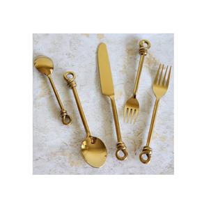 ชุดมีดทองเหลืองพร้อมกระจกขัดเงาชุดเครื่องใช้บนโต๊ะอาหารโลหะแบบมีเอกลักษณ์เฉพาะสำหรับบ้านโรงแรมร้านอาหาร - Product Image 4