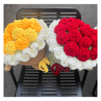 Flores de Hilo de Ganchillo Hechas a Mano para Arreglos Florales, Decoración de Interiores, Empaque Creativo - Regreso a Clases, Día de la Madre