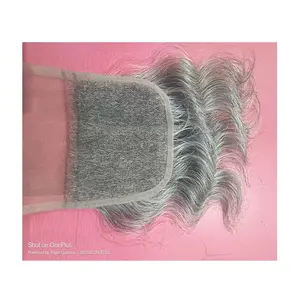 Natural Virgin Swiss Lace Human Hair Closure Grey Frontal Gray Hair Closure Wholesale Suppliers