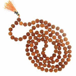 NOVAMART Fine Original 5 Mukhi Rudraksha Mala 108 Beads Orange Japa & Meditation Jaap Religious <b>Beaded</b> <b>Bracelets</b> with Tassel Sha - Product Image 1