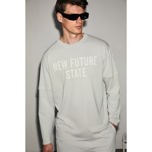 T-shirt à manches longues pour homme GRIMELANGE FLAM, 100% coton biologique, imprimé délavé - Product Image 1