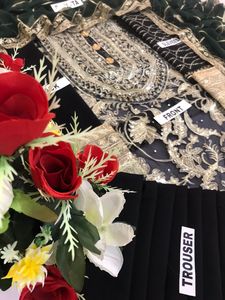 ชุดผู้หญิงสีดำพร้อมผ้าพันคอสีเขียวชุดสุภาพสตรีปากีสถานและอินเดียขายดีในฤดูใบไม้ร่วง - Product Image 3