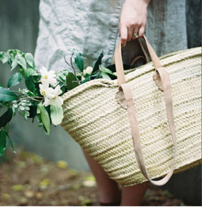 Sac en paille tendance fait main avec du cuir - Product Image 1