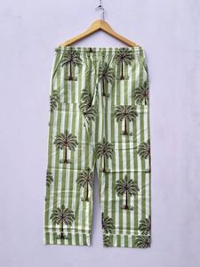 Conjunto de pijama con estampado de bloques de algodón 100%, traje de noche informal de estilo indio para mujer, Conjunto de pijama de dama de honor, PJ's para mujer - Product Image 4