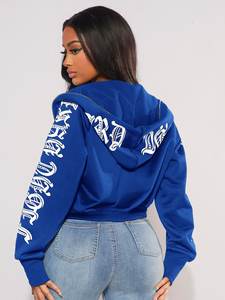 Sweat à capuche personnalisé avec imprimé d'épaule tombante pour femmes, fermeture éclair complète, disponible dans toutes les couleurs - Product Image 6