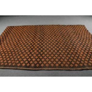 Turkish Vintage Rug 5.2x9.9 ft (160x303 cm), Kilim <b>Brown</b> <b>Wool</b> Rug - Product Image 3