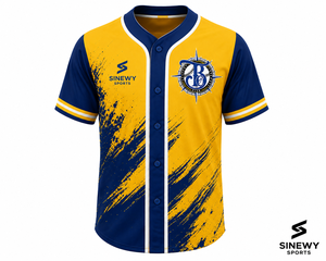 Maillot de baseball pour homme SINEWY SPORTS TAYPORT 25 Jaune Bleu Sublimé Anti-humidité Manches courtes Coupe classique - Product Image 3