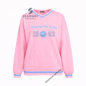 Sudadera de la Hermandad Gamma Phi Gelta, Sudadera Informal de Algodón para Mujer, Cuello Redondo, Estilo Universitario, Bordada, Talla Grande - Product Image 1