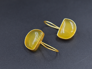 <b>Earring</b> trendy <b>fashion</b> <b>earring</b> Manufacturer Supplier 18k Gold Plated Stainless Natural Stone Round Stone <b>Earrings</b> - Product Image 5