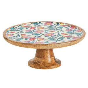 COLORFUL ENAMEL BEAUTIFUL PRINT DESSERT CAKE HOME TABLETOP <b>BAKEWARE</b> WOOD CAKE SERVING TOOL for RESTAURANT PARTIES CAKE STAND - Product Image 1