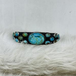 Mohave Turquoise Cuff in Sterling Silver Silver 925 Cuff for Sale Silver <b>Bracelet</b> in Turquoise - Product Image 2