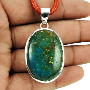 Bonne qualité 925 argent Sterling naturel azurite pierre précieuse forme ovale pendentif bijoux faits à la main prix d'usine direct fournisseur en vrac - Product Image 1