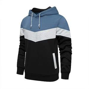 Sudadera con capucha de algodón y forro polar para hombre, sudadera informal de tres paneles de manga larga con bolsillo - Product Image 3