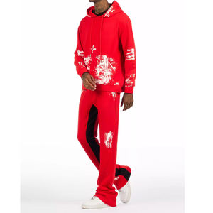 Sweat à capuche imprimé rouge pour hommes et jogger survêtement élégant streetwear décontracté mode gym entraînement vêtements de sport confortable tenue de sport - Product Image 4