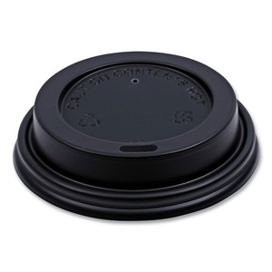 Couvre-gobelets en plastique noir Boardwalk BWKHOTBL8 pour gobelets de 8 oz. Gobelets jetables en papier, 1000 par carton - Product Image 1