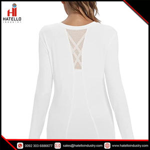 Long Workout Tops for Women Long Sleeve Mesh Back Athletic <b>Yoga</b> Running Shirt Wholesale Fitness Clothing - Product Image 3