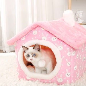 Nuova casa pieghevole per animali domestici calda e confortevole letto morbido per animali da compagnia e lavabile per cuccioli in grotta con fondo antiscivolo gabbia per cani - Product Image 2